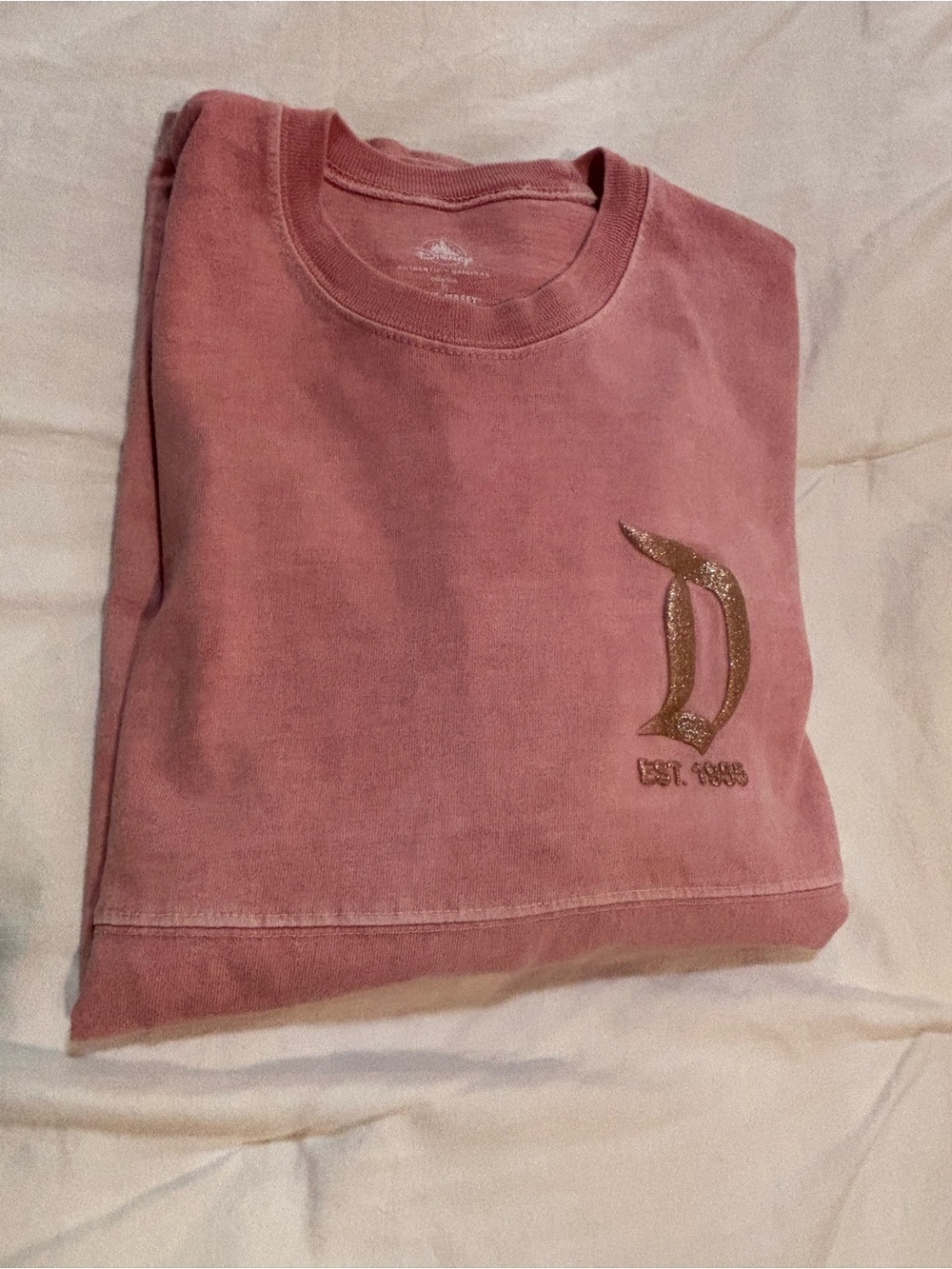 Disney Parks Spirit Jersey Pink & Gold Glitter Long Sleeve Top XS Preloved - Picture 9 of 9
